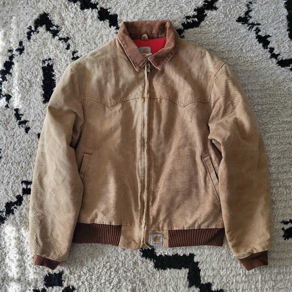 Vtg Carhartt J13 BRN Santa Fe Western Jacket Red Quilted Lined Large Brown Read - Picture 2 of 11